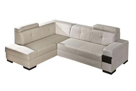 Wohnlandschaft Lakamora 03 in beige mit Bettfunktion und Staukasten - 268 x 205 cm (B x T) - Ottomane: Links