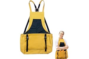 DCY BLUE Garden Apron with Quick Release Pockets,Canvas Harvest Apron,Cross Strap Design,Waterproof,Excellent Gardening Gifts