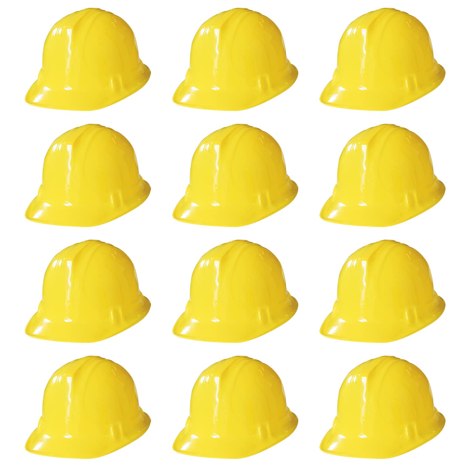 NOVELTY PLACE Construction Party Hats Toy, Yellow Soft Plastic Hats for Kids, Construction Party Dress Up Accessories (Pack of 12)