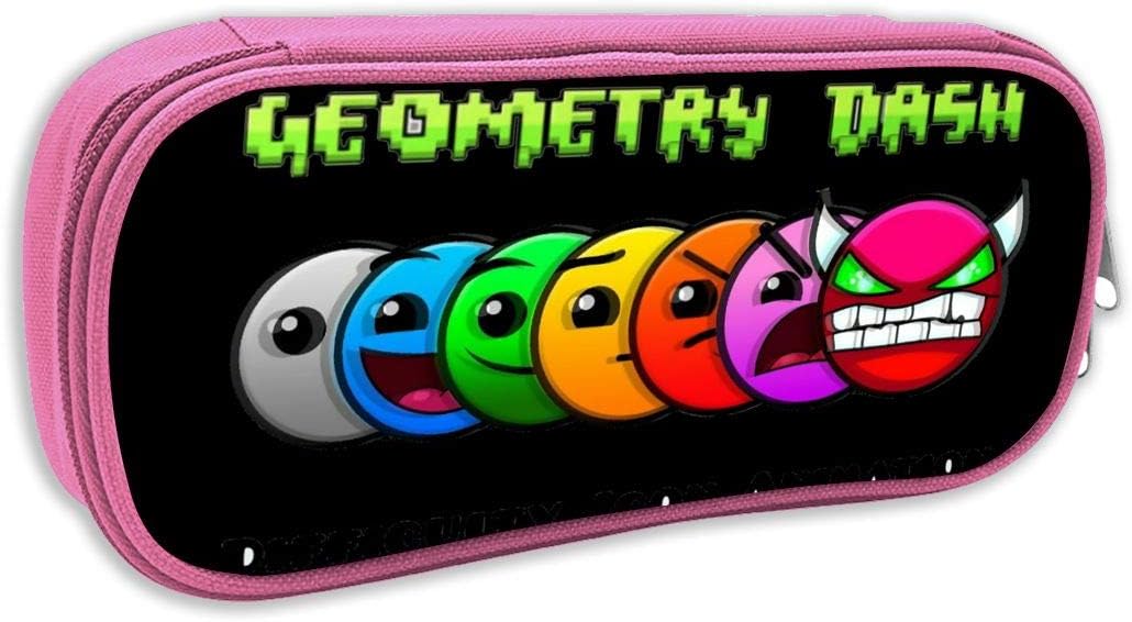 Zhangyanq Geo-met-ry Da-sh Anime Makeup Pouch Durable Students Cool Stationery with Double Zipper for Boys&Girls