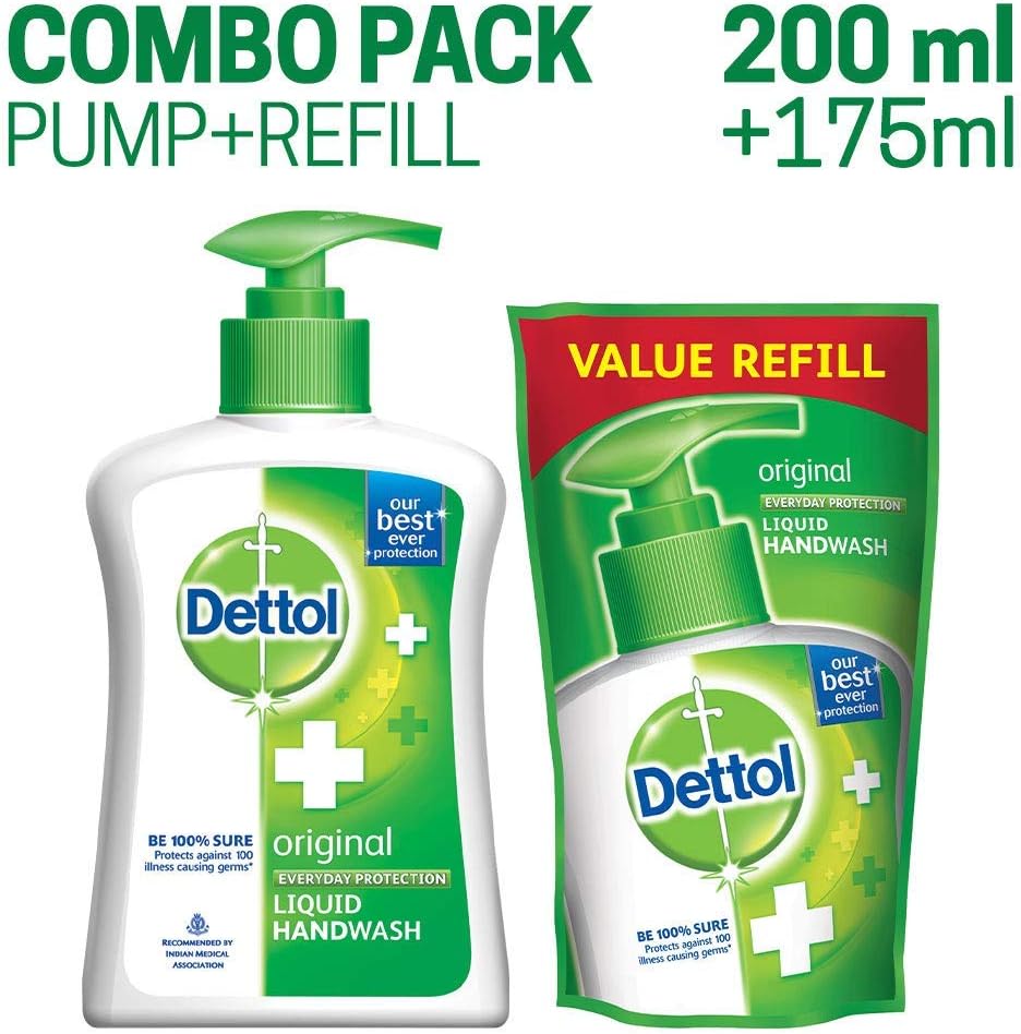 Dettol Liquid Handwash (Original) - 200 ml with Free Dettol Liquid Handwash Refill- 175 ml: Health & Personal Care