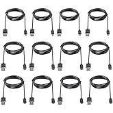 Bulk Micro USB Cable 3ft 12-Pack Android Phone Tablet Charger Charging Cord | Data Transfer, Black