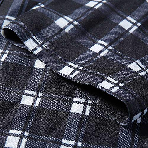 XOWRTE Women's Plaid V-Neck Buttoned Tops Long Sleeve T-Shirt Shirt Blouse - Thumbnail 3