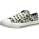 FOCO Green Bay Packers NFL Womens Low Top Repeat Print Canvas Shoes - 10