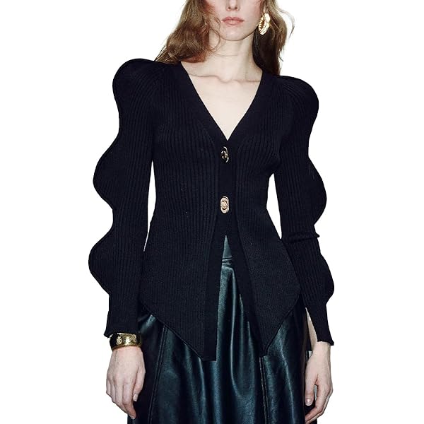 トップス 24AWMUKCYEN asymmetric short cardigan Anoumcy Asymmetric Button Up Cardigans Sweaters for Women