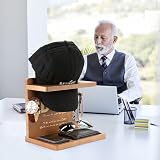 Sovyime Wooden Hat Stand Organizer Desk Rack Baseball Cap Storage Gift for Dad view 5