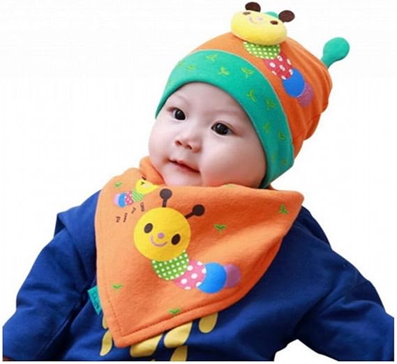 Amazon Co Jp Pine Peach55 3 12ヶ月用 赤ちゃん 帽子 マフラー帽子2点セット 赤ちゃんの肌に優しいコットン素材 可愛い ミツバチ 立体柄 ベビーキャップ 子供帽子 キッズ ビーニーハット 男の子 女の子向き 3d 毛虫柄 オレンジ 服 ファッション小物
