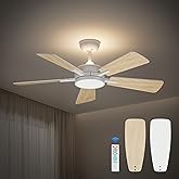 ocioc 46 Inch Ceiling Fan with Light, Large Air Volume Ceiling Fan with Backlight, Ultra Quiet Reversible DC Motor Dimmable w