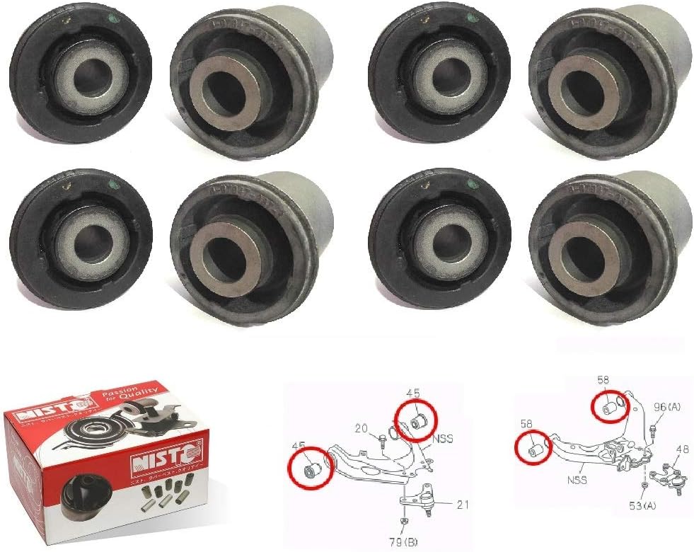 NISTO 8 Front Upper Lower Control Arm Bushing Bush Bushes For 2012-2018 Chevrolet Colorado 4WD 4x4