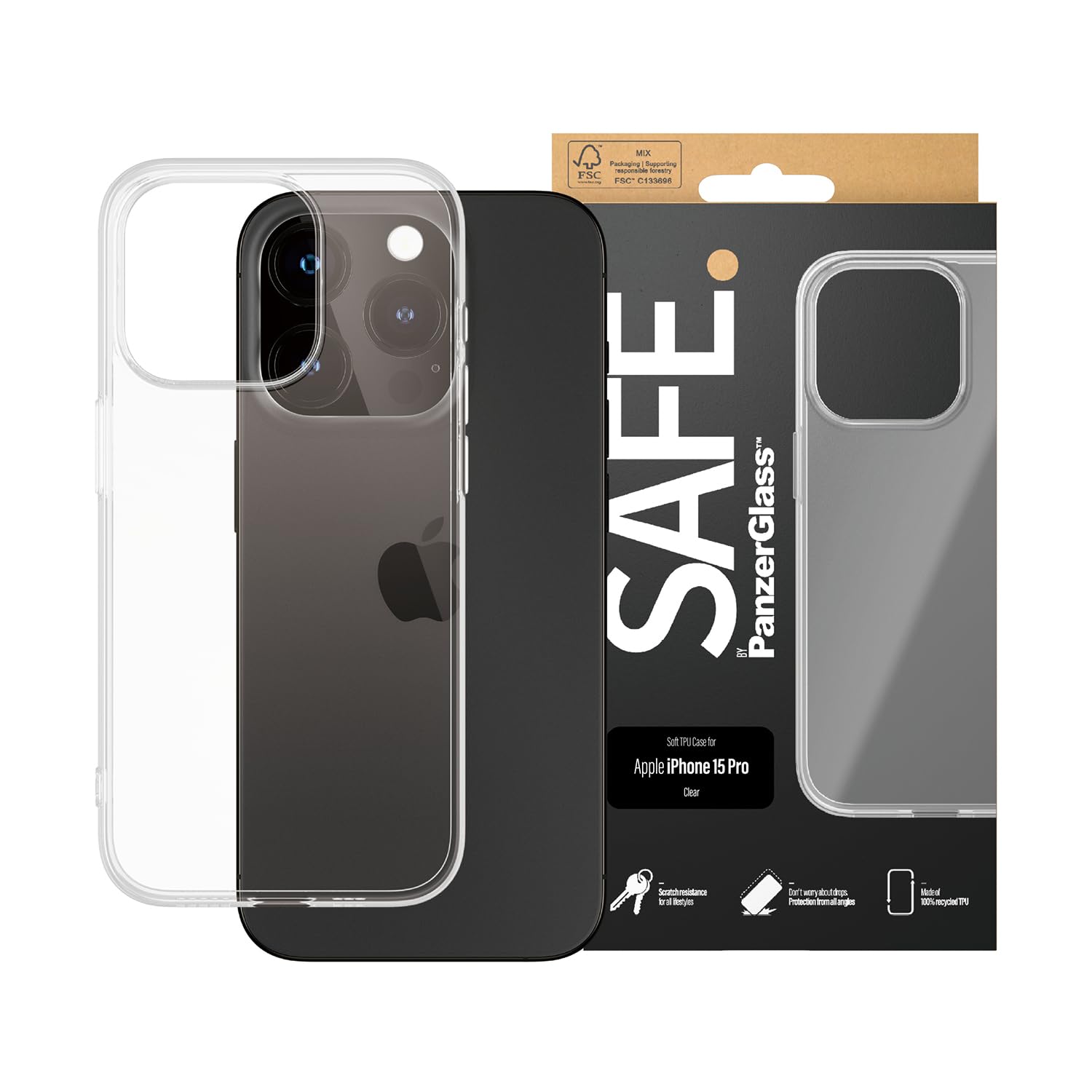 PanzerGlass SAFE. TPU Case iPhone 2023 6.1 Pro coque de protection pour téléphones portables Housse Transparent