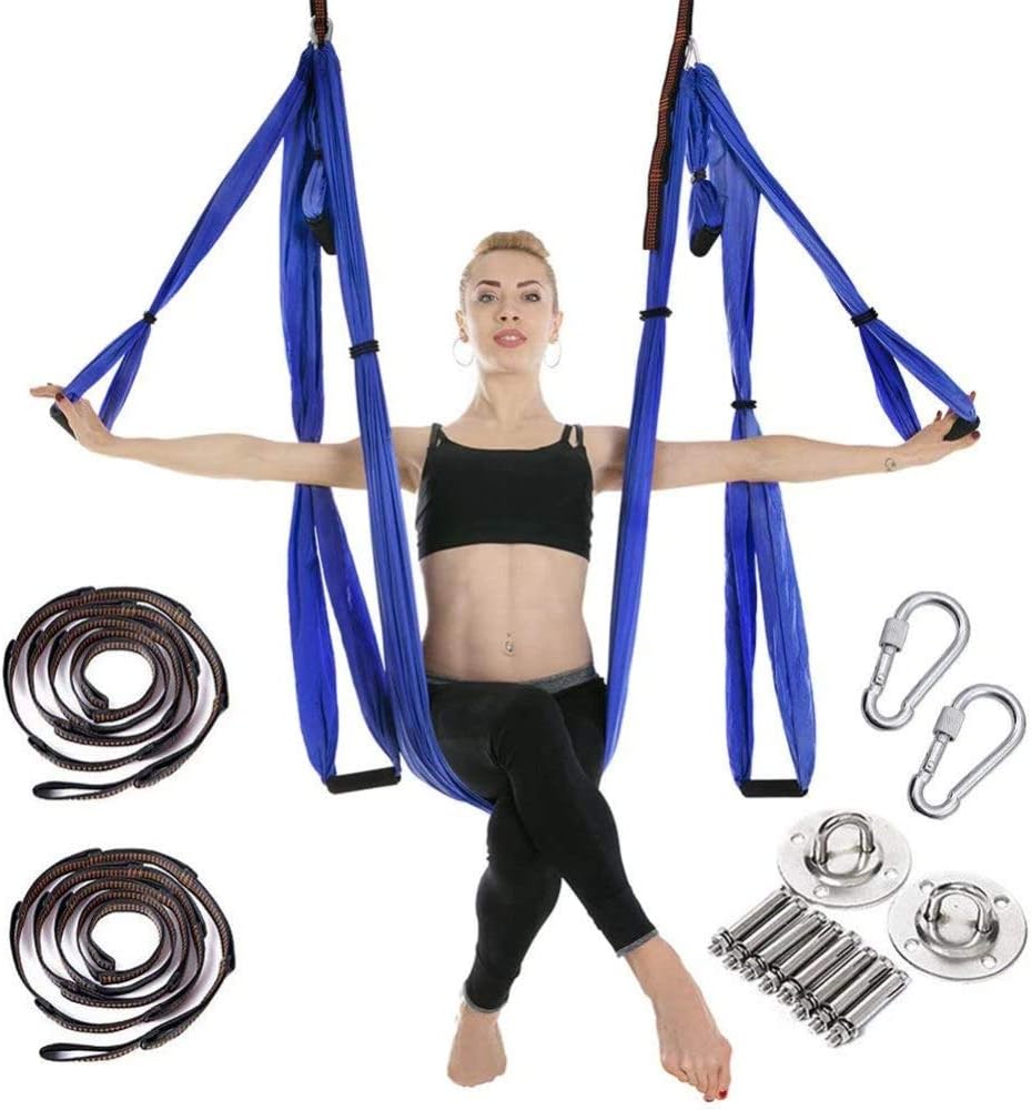 MBY Aerial Yoga Swing Set,Aerial Yoga Hammock Trapeze,Ultra Strong Antigravity Yoga Hammock/Sling/Inversion Tool for Improved Yoga Inversions, Flexibility & Core Strength