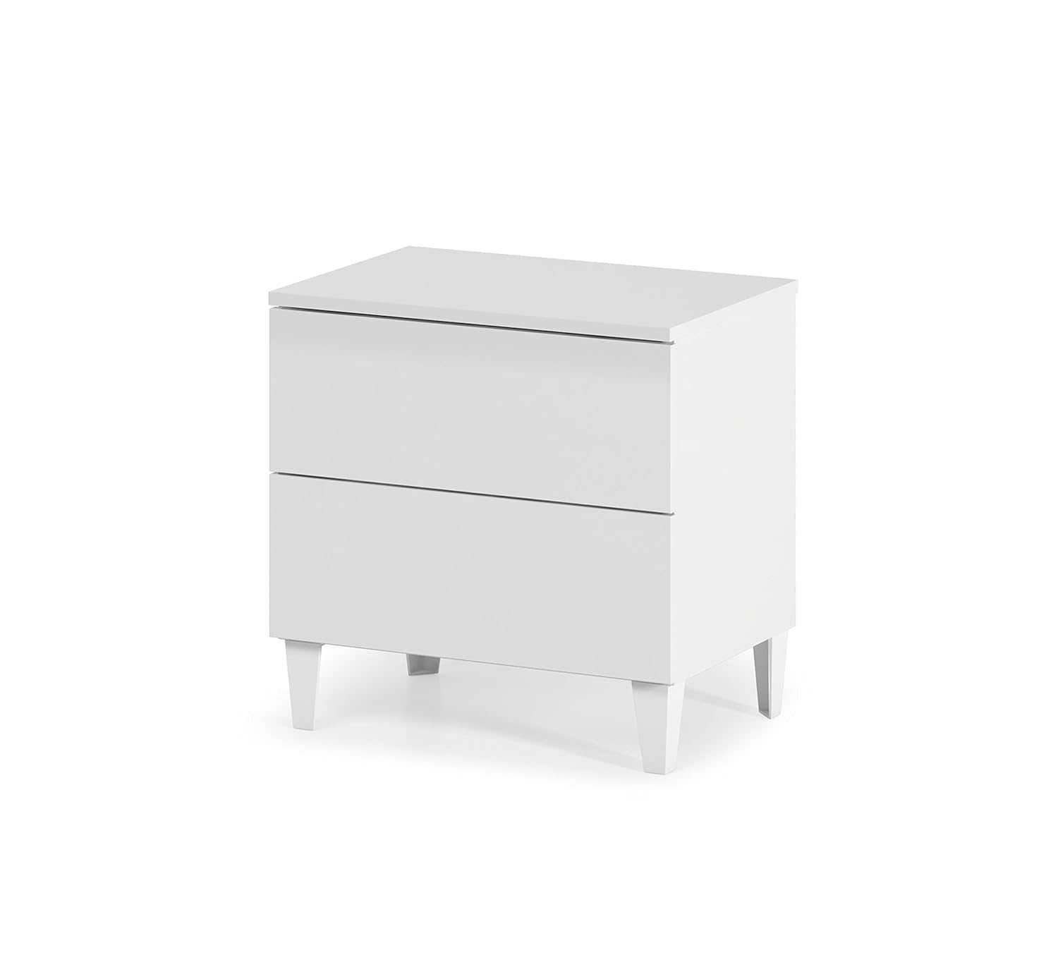 Olsen White 2 Drawer Bedside Nightstand Table Melamine Veneer