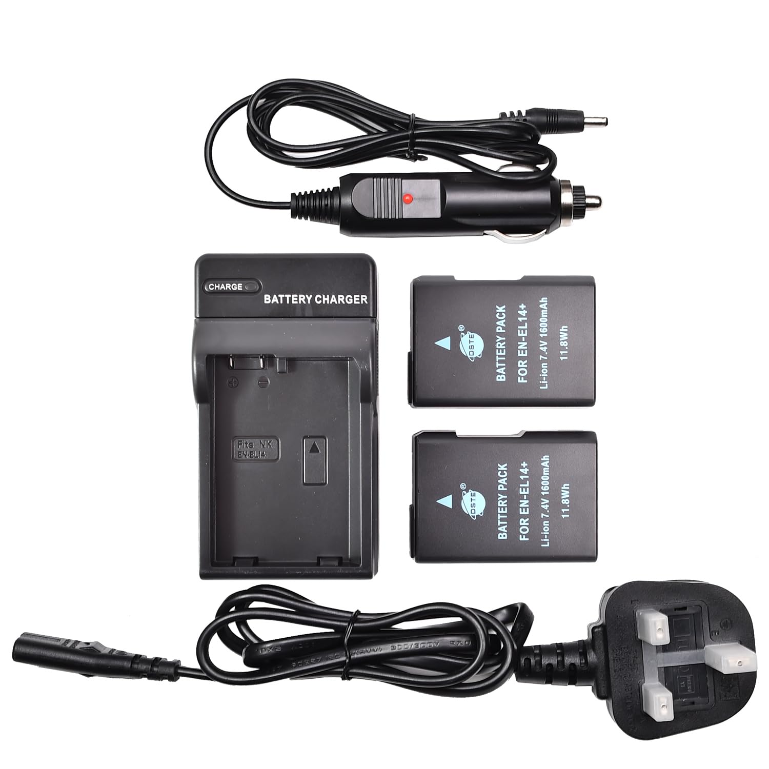 DSTE 2pcs EN-EL14 Rechargeable Li-ion Battery + Charger DC111U for Nikon Coolpix P7000, Coolpix P7100, Coolpix P7700, Coolpix P7800, D3100, D3200, D3300, D5100, D5200, D5300, Df Digital Camera as EN-EL14A