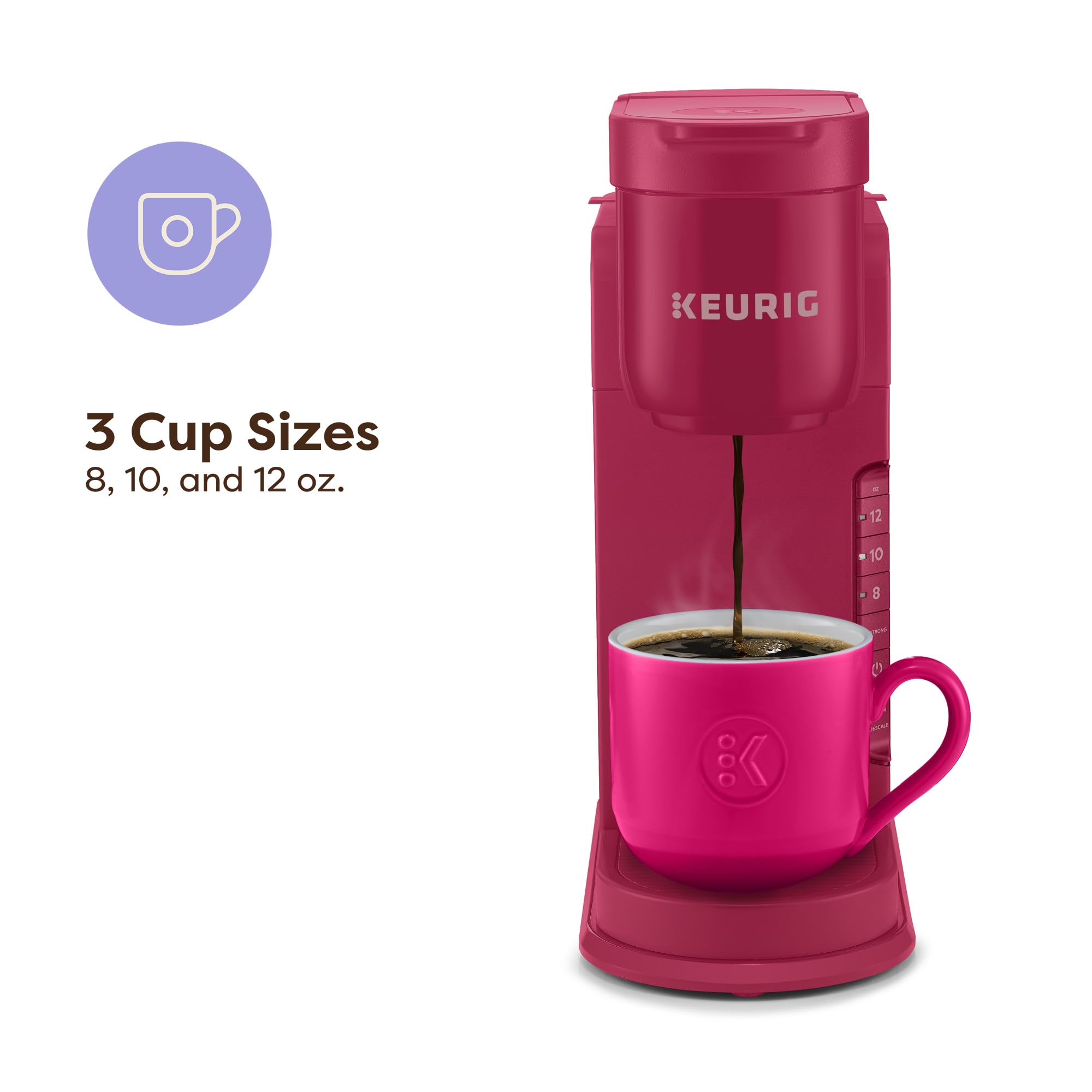 Keurig K-Express Cafetera de cápsulas K-Cup de una sola porción, 3 tamaños de preparación, función de botón fuerte, depósito extraíble de 42 oz, color baya navideña