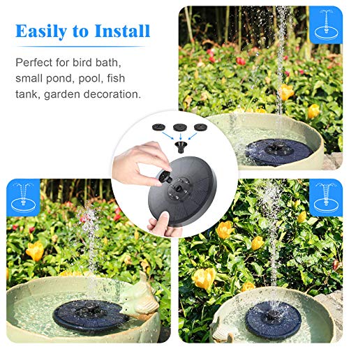 Gocheer Upgraded 3W Solar Fountain Pump with LED Lights , 7 Nozzles for Different Water Styles, Outdoor Floating Solar Powered Water Fountain Pump with Storage Battery for Bird Bath Garden Pond Pool