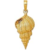 JewelryWeb 11mm 10k Solid Yellow Gold Conch Shell Pendant Necklace Pendant for Women