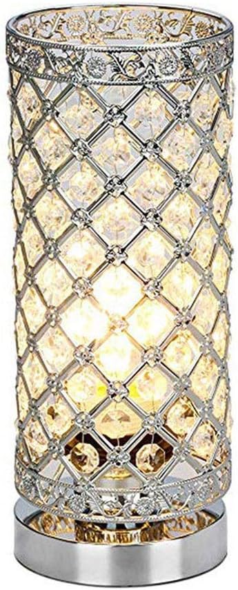 Zyj stores Bedside Table Desk Lamp Led Table European Crystal Desk Lamp Home Bedroom Living Room Decorative Light Hardware Plating Warm Lighting Fixture (Color : Silver)