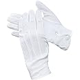Beaded Parade Cotton Gloves for Women and Men With Grip - Non-Slip Costume Uniform Police Gloves With Snap Cuff