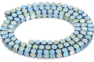 AD Beads Natural Hematite Gemstone Faceted Square Cube Loose Beads 16" 2x2mm 4x4mm (4x4mm, Metallic Green)