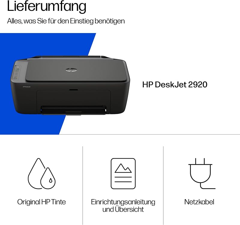 DeskJet 2920 Multifunktionsdrucker, 3 Monate gratis drucken Instant Ink inklusive, Drucker, Scanner, Kopierer, WLAN, USB 2.0, Tinte: 308/308e