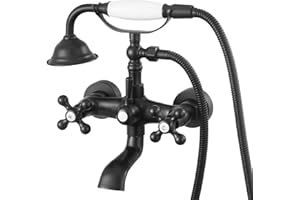 VEVOR Clawfoot Tub Faucet, Wall Mount Bathtub Faucets with Handheld Shower, Vintage Matte Black Clawfoot Tub Filler Faucet Sh