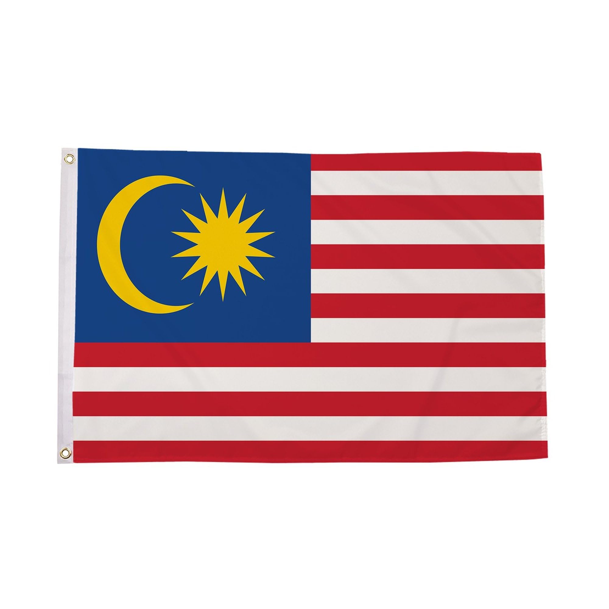 Flagtex Malaysia Flag 3ft x 2ft Malaysian National Flag Red White Stripes Blue Canton Yellow Crescent Star Premium Polyester Brass Grommets Double Stitched 90cm x 60cm Indoor Outdoor Banner Decoration