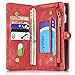Iphone 8 Plus Leather Wallet Magnetic Phone Case Detachable Protective Case with Card Holder Folio Flip Cover, Red