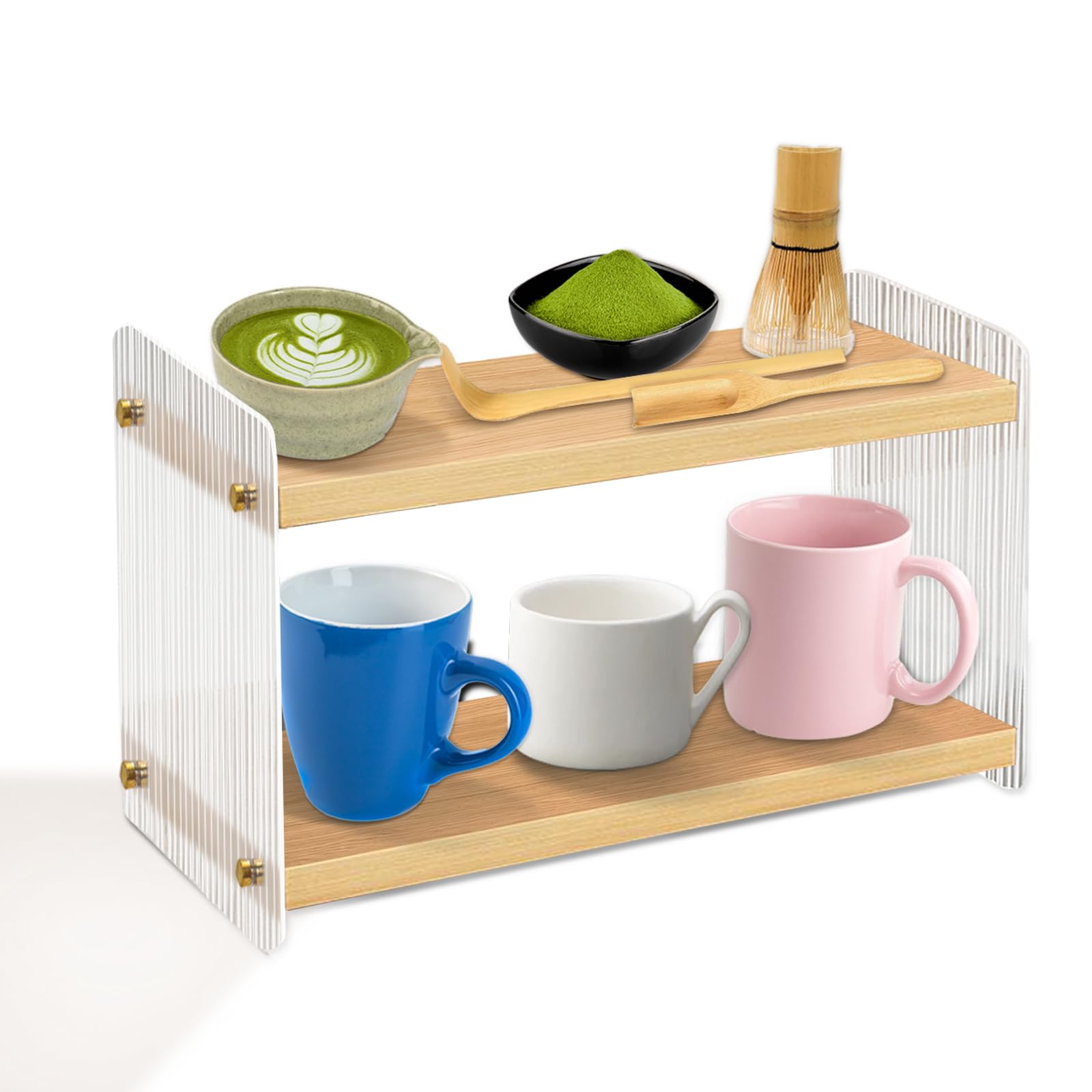Photo 1 of **MISSING HARDWARE**FUYITE 2 Tier Matcha Station, Kitchen Countertop Storage Rack, Coffee Station Organizer Countertup for Placing Mugs, Coffee Beans, Syrup, Cups, Teaspoons and everyday cups