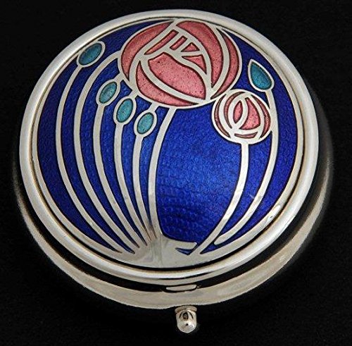 Pill Box in a Mackintosh Two Roses Design. (Purple)