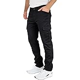THWEI Mens Cargo Pants Casual Joggers Cotton Stretch Elastic Waist Work Pant
