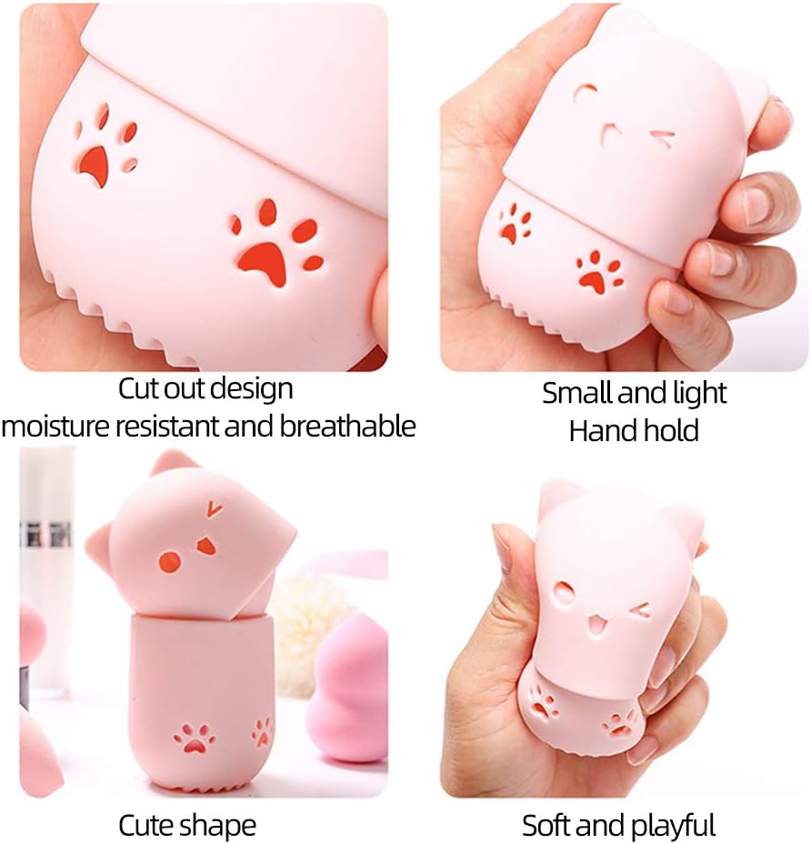 Makeup Sponge Container, Cute Cat Shape Makeup Blender Sponge Case Cosmetic Sponge Drying Holder For Sponge Storage - Image 5