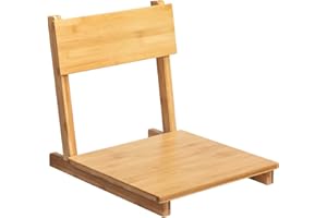 AbocoFur Bamboo Portable Floor Chair, Japanese Style Legless Tatami Chair with Back Support, Home Bay Window Lazy Backrest Chair, Meditation Floor Seating for Living Room, Burlywood