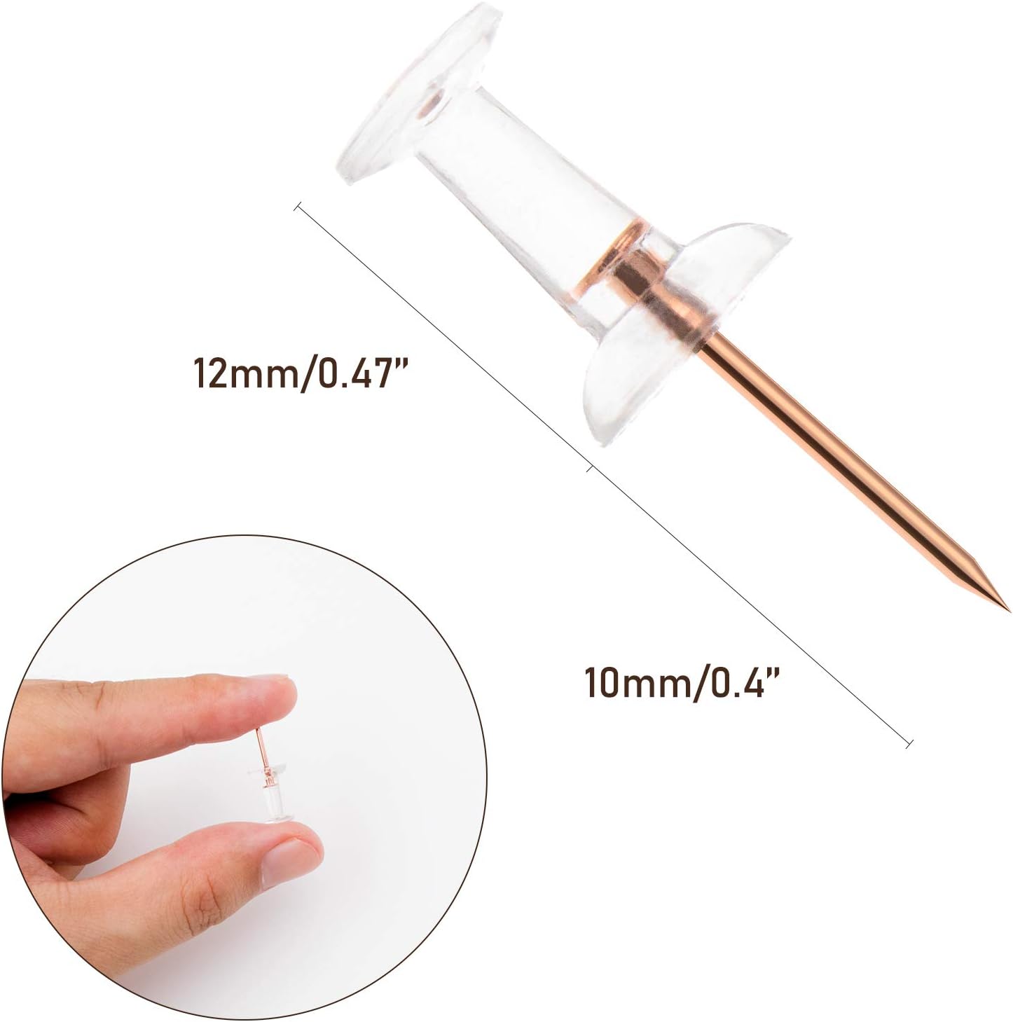 VAPKER 300PCS Plastic Rose Gold Push Pins Clear Thumb Tack Decorative Cork for Cork Bulletin Board Craft and Picture Hanging at Home Office School - Image 3