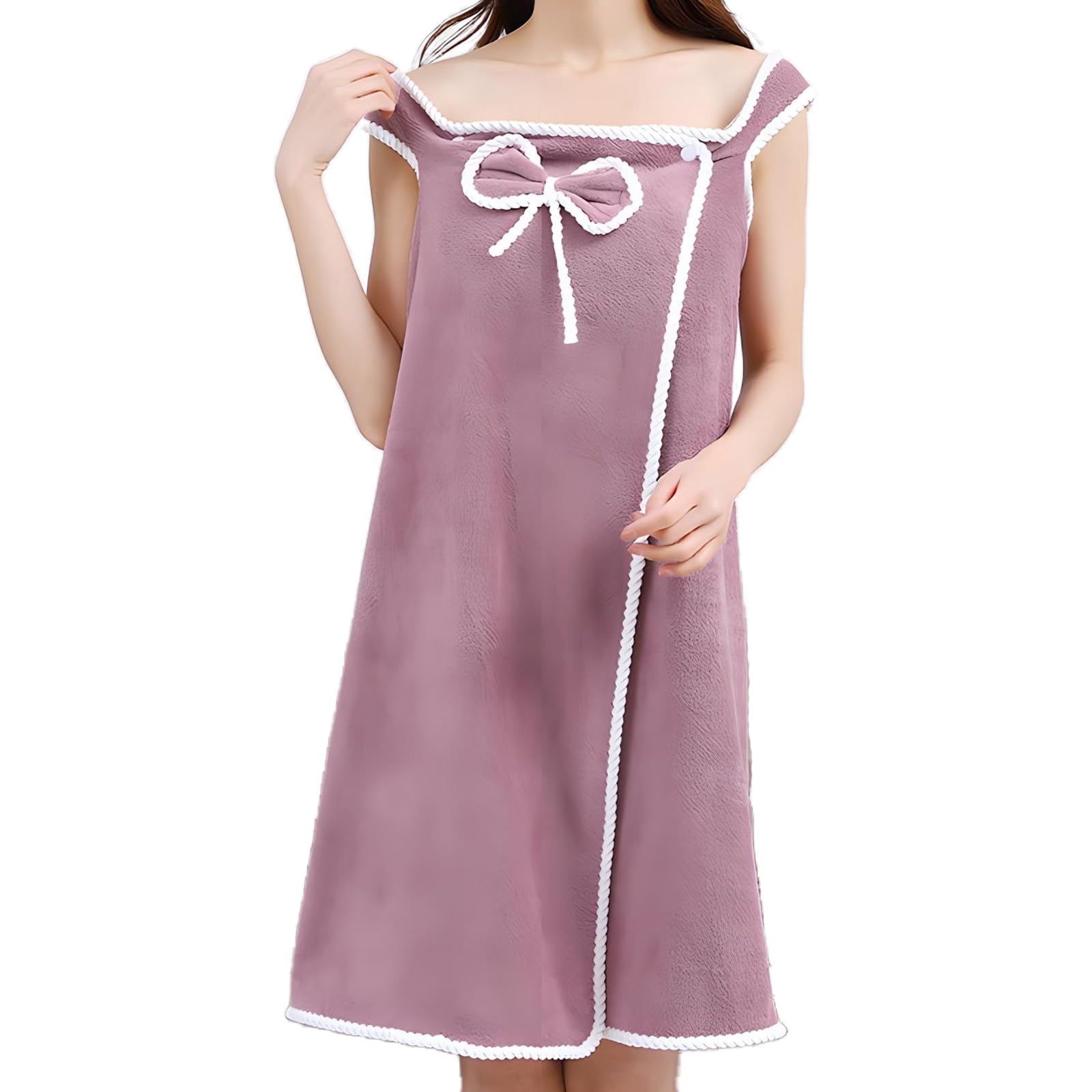 JYJLLM With pockets Bathrobe Bath Towel Wrap Womens Wearable Bath Towel Bathtub Shower Dress Absorbent Bathing Skirt for Sauna Spa Shower，bath towels，Suitable for home, swimming, beach (Purple)