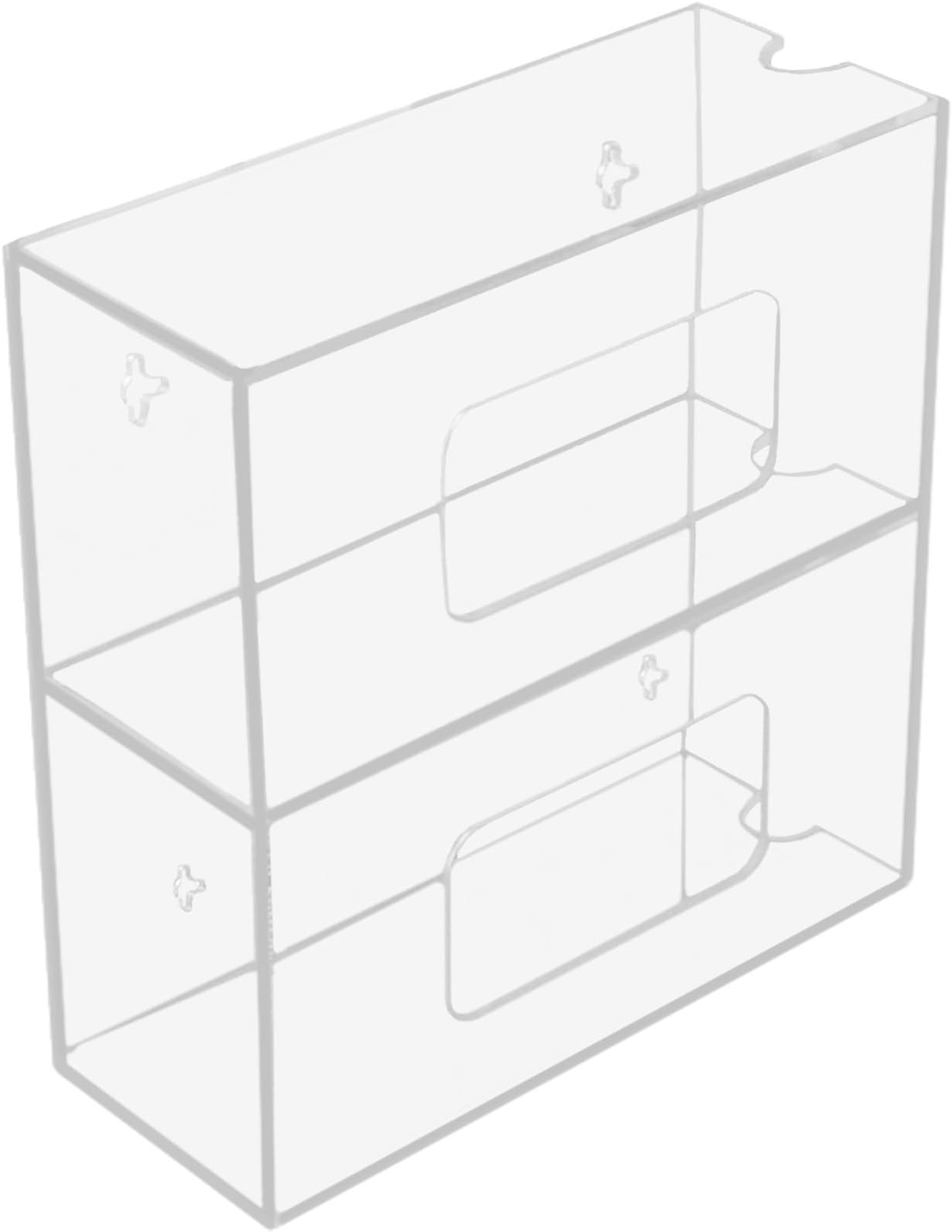 TrippNT 50951 Clear Acrylic Double Side Loading Glove Box Holder, Magnet Mount, 10" Width x 10" Height x 4" Depth