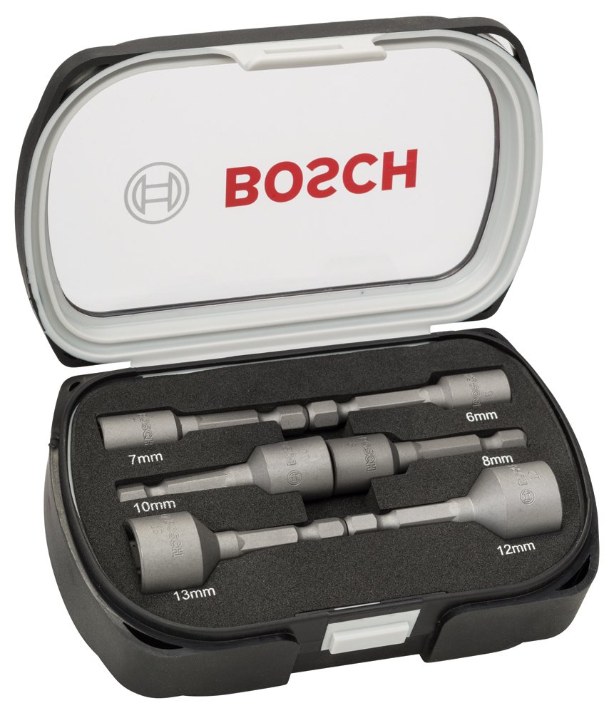 Bosch Professional 2608551079 6-Piece nutsetter Set 50 mm 6, 7, 8, 10, 12, 13 mm, Grey, BPSTL17627-2608551079