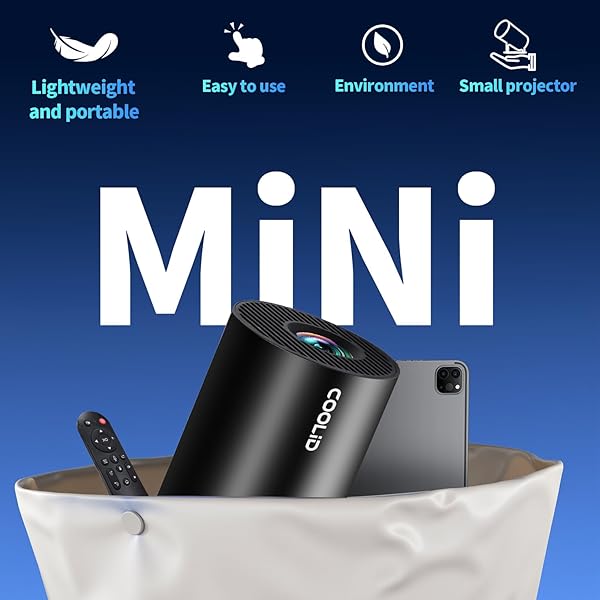 [BUILT-IN APPS & 2026 UPGRADED] MINI PROJECTOR SUPPORT 4K 1080P AUTO KEYSTONE 180° ROTATABLE WITH WIFI 6 AND BLUETOOTH 5.4, PROJECTOR PORTABLE COMPATIBILE WITH HDMI/TV STICK/MEMORY STICK/LAPTOP-BLACK