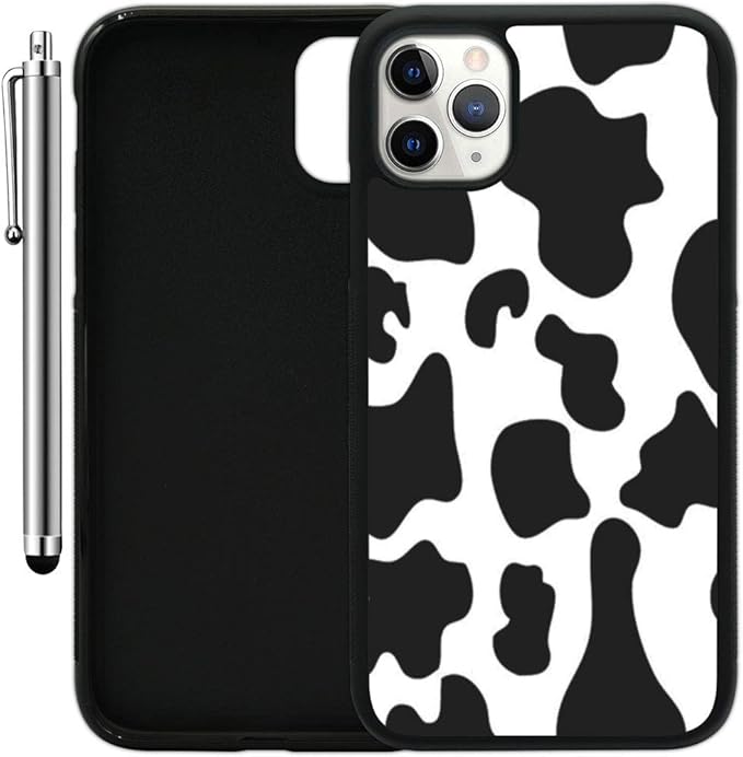 photo Cow Print Case On Purple Iphone 11 custom case compatible with iphone 11 pro max 6 5 cow print edge to edge rubber black cover ultra slim lightweight includes stylus pen by