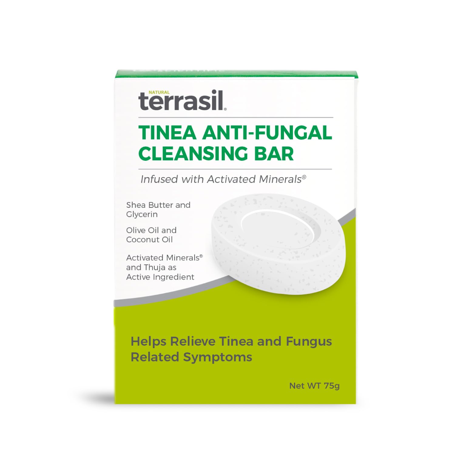 terrasil Tinea Soap for Tinea Versicolor Relief, Soothing Care & Relief of Itchy, Irritated Skin, Dermatologist Tested, Hypoallergenic Approved - Natural Antifungal Soap Bar (75g)