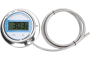 Hilitand Digital Thermometer, Stainless Steel Electronic Water Temperature Gauge with 5m Threaded Probe M27x2-58-392 for Cook