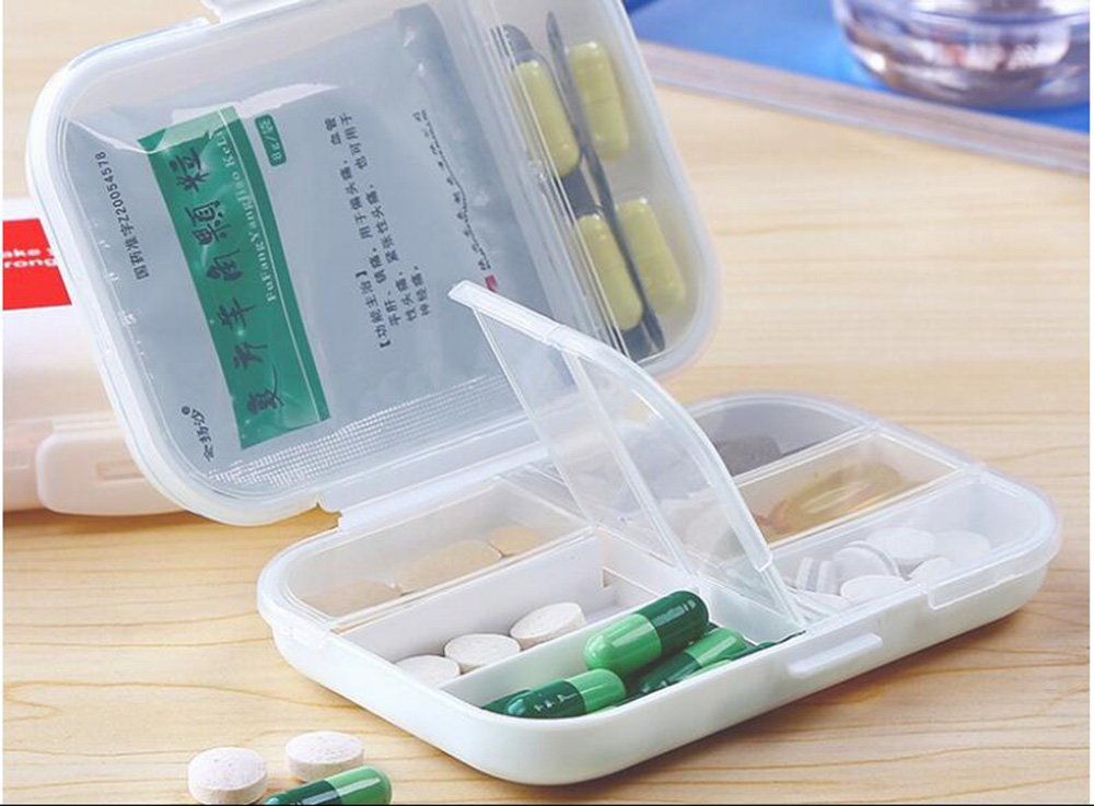 Weekly Pill Organizer Box ,Portable Travel Medicine Vitamin Supplements Pill Box Case for Purse or Pocket, 8 Large Compartments BPA Free