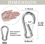 Pubiao 4 Pack Locking Carabiner 304 Stainless Steel M6 Heavy Duty 60mm view 2