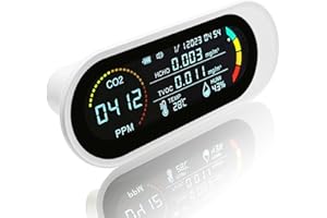 DGTENK Portable CO2 Carbon Dioxide Detector, 5-in-1 Indoor Air Quality Monitor, Tester for Carbon Dioxide, Temperature, Relative Humidity&Formaldehyde TVOC Detector with Alarm, for Homes, Grow Tents, Cars
