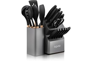 syvio 21-in-1 Kitchen Knife Set, Knife Sets with Block and 6 PCS Kitchen Utensils Set, Knives Set for Kitchen 15 Pieces with Built-in Sharpener, Utensils Holder for Storing Kitchen Tools