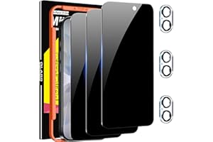 Milomdoi 3 Pack Privacy Screen Protector for iPhone 17 [Phone Case Friendly] Accessories Private Film, 3 Pacs Tempered Glass Camera Lens Protector, with Mounting Frame for Apple Anti Spy,Black