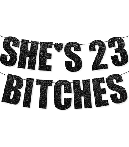 "In My 23rd Era" Birthday Banner – Black Glitter Decoration For 23rd Birthday Party - View #6
