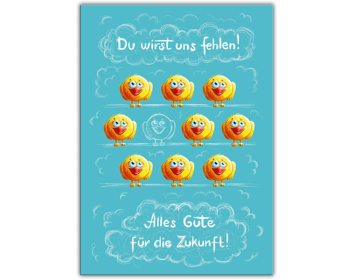 Leaving Card for Colleagues with Envelope in XXL Format A4 Funny Folding Card for Job Changes Termination Birds