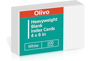 OLIVO Blank Index Cards 4x6 Unlined Unruled Flash Note Cards 4" x 6", White, 100 Count, 220 GSM Heavy Weight