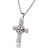 Zysta Stainless Steel Knights Templar Cross Sturdy Women Men's Pendant Necklace with 24 inches Chain Link