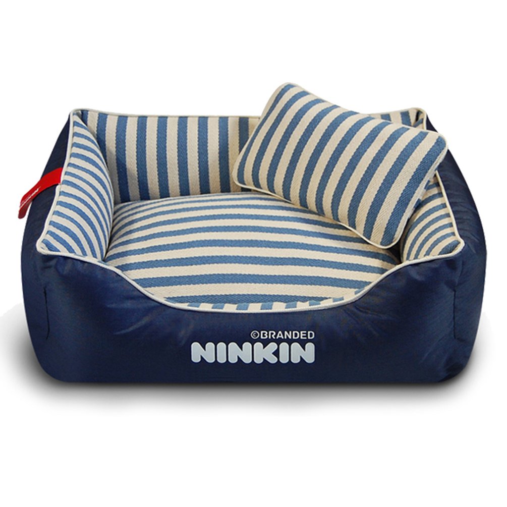 最安値で マット B07cb44x7r ペットベッド 良質綿 ボーダー柄 イヌベッド ネコベッド おしゃれ ペットクッション 通気 洗える オールシーズン ペットソファー レッド ネイビー カーキ ネイビー S ネイビー S 数量は多